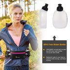 Number-one Running Belt with Water Bottles(2 x 175ML), Hydration Belt Waterproof Waist Pack Bag Fits iPhones Adjustable Sports Waist Pouch for Marathon Running Hiking Cycling, Rose Red