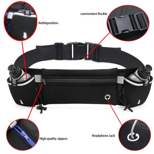 Running Belt With Water Bottles,Hydration Belt For Men And Women,Running Hydration Belt,Marathon Triathlon Running Essentials （Black）