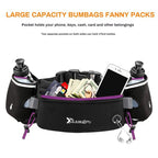 Number-one Running Belt with Water Bottles(2 x 175ML), Hydration Belt Waterproof Waist Pack Bag Fits iPhones Adjustable Sports Waist Pouch for Marathon Running Hiking Cycling, Purple