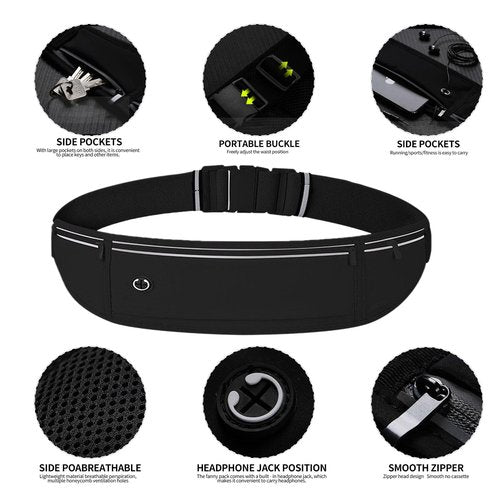 Slim Running Belt Fanny Pack Running Waist Pack for Women & Men,Running Phone Holder Waterproof Running Waist Pack,Running Gear Accessories for Running Walking Cycling Camping Gym (Black)